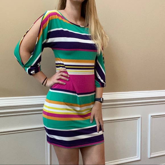 Ellen Tracy Color Striped Dress - Picture 2 of 5